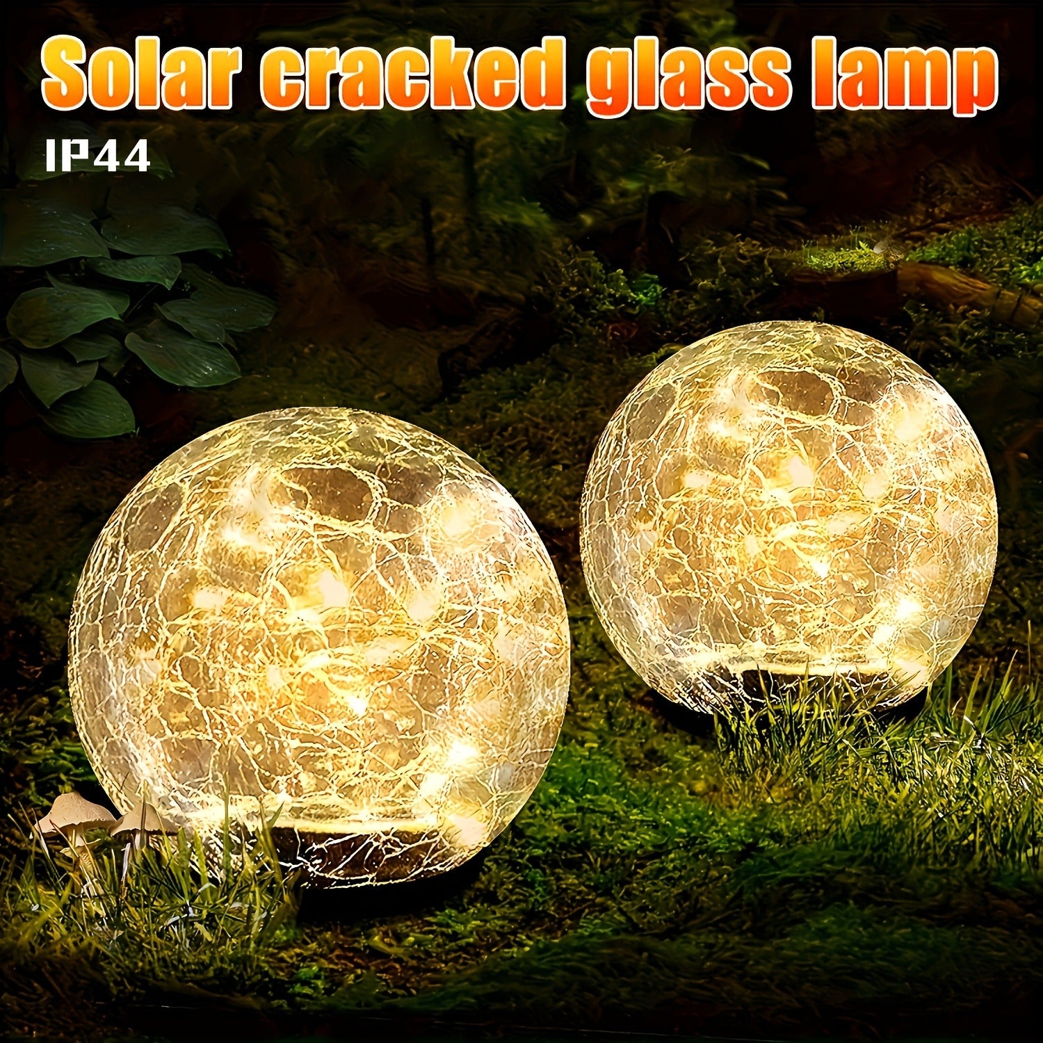 Solar Crack Glass Lamp Outdoor Waterproof 30LED Garden Light, Yard Pathway Lawn Light, Toggle Switch Fixture