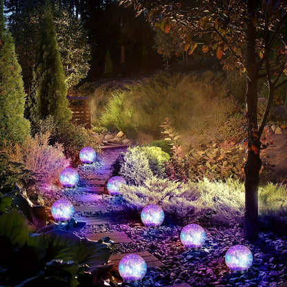 Solar Crack Glass Lamp Outdoor Waterproof 30LED Garden Light, Yard Pathway Lawn Light, Toggle Switch Fixture