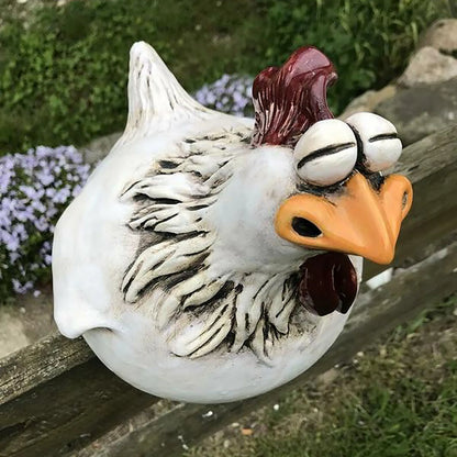 Funny Chicken Fence Decor Statues, Resin Garden Farm Yard Chicken Hen Sculpture Art for Courtyard & Home Decoration