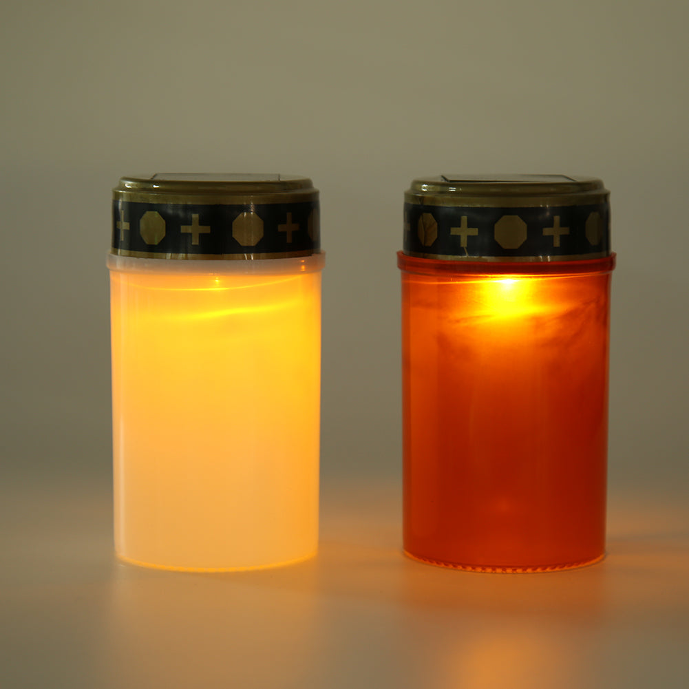 Flameless Solar Cemetery Lamp, Outdoor LED Candle Light, Decorative Garden Tea Light for Lawn, Grave, Ritual Use