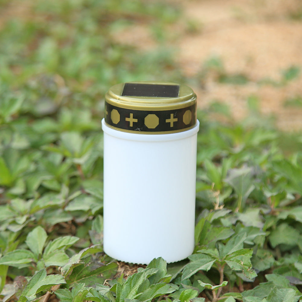 Flameless Solar Cemetery Lamp, Outdoor LED Candle Light, Decorative Garden Tea Light for Lawn, Grave, Ritual Use