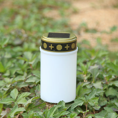 Flameless Solar Cemetery Lamp, Outdoor LED Candle Light, Decorative Garden Tea Light for Lawn, Grave, Ritual Use