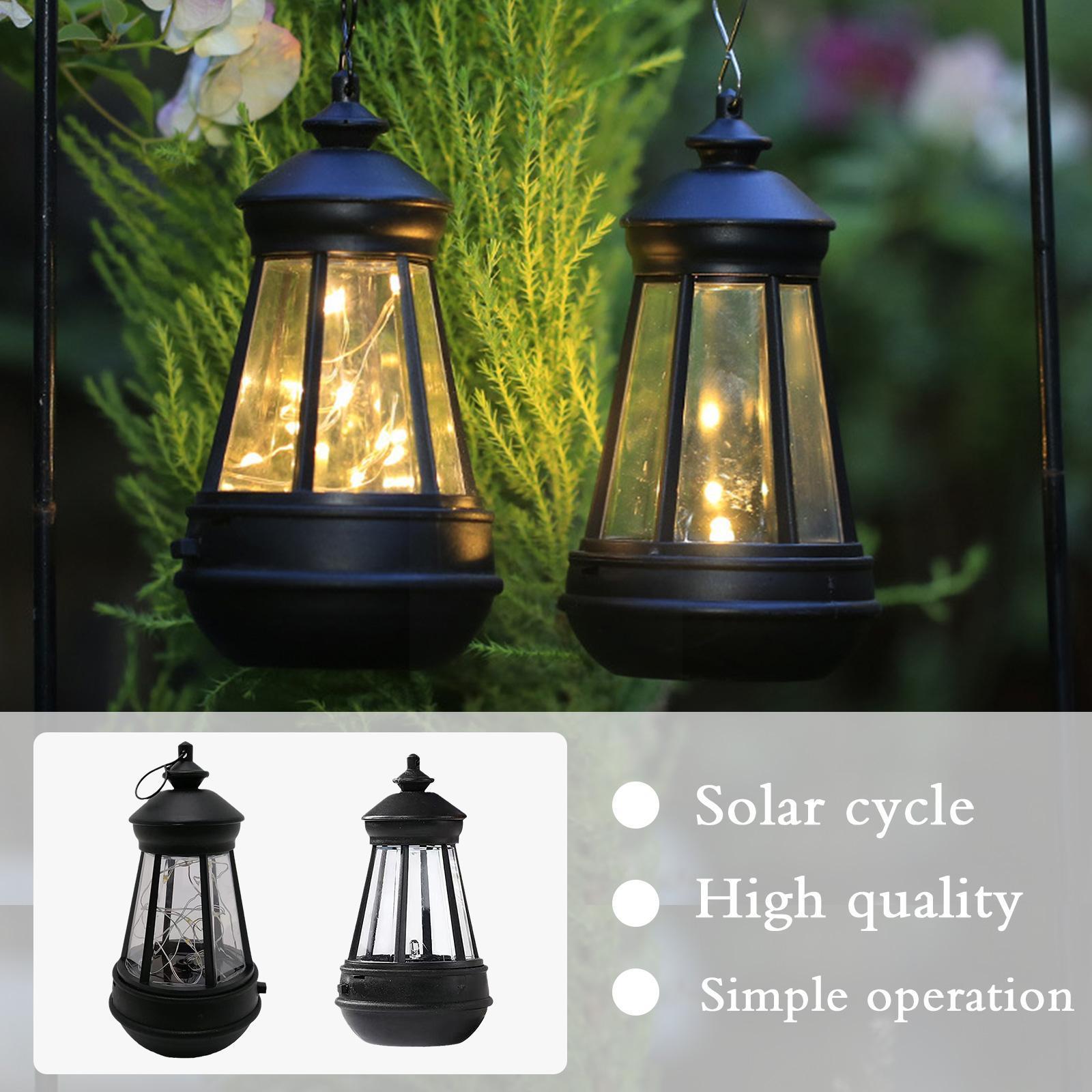 Solar Powered Candle Outdoor Courtyard, LED Solar Light Retro Kerosene Lamp, Garden Lantern Hanging Decor Light