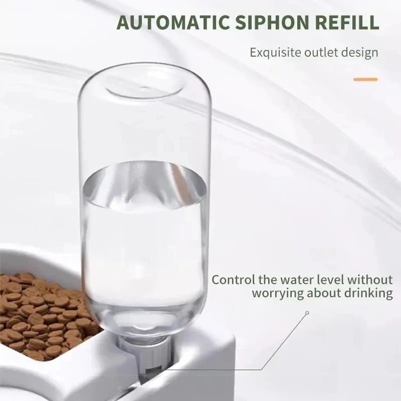 Automatic Pet Water And Food Bowl  87 Inch Compact Dual Feeder For Cats And Small Dogs 2