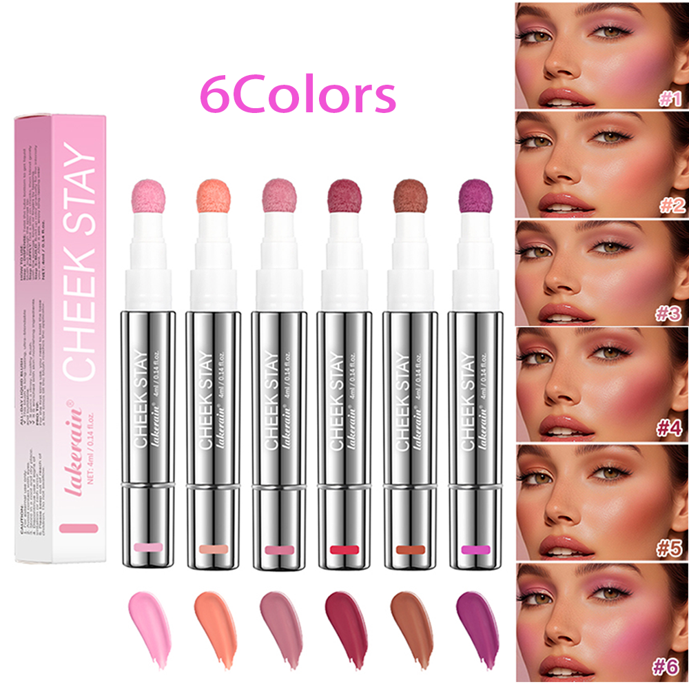 Long Lasting Blendable Liquid Blush, Cheek Blusher with Sponge Applicator, Dewy Buildable Cheek Makeup, All Day Wear
