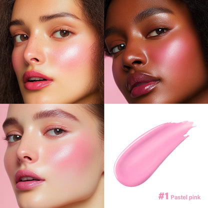 Long Lasting Blendable Liquid Blush, Cheek Blusher with Sponge Applicator, Dewy Buildable Cheek Makeup, All Day Wear