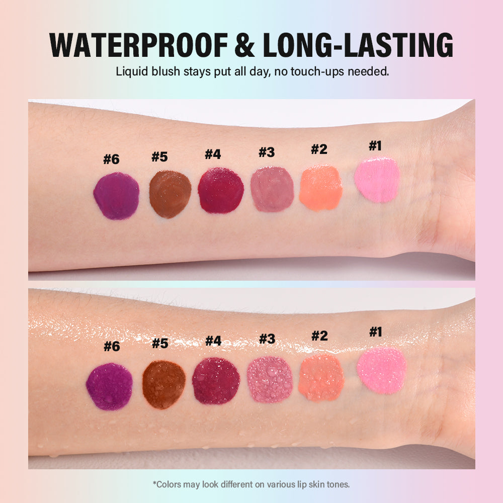 Long Lasting Blendable Liquid Blush, Cheek Blusher with Sponge Applicator, Dewy Buildable Cheek Makeup, All Day Wear