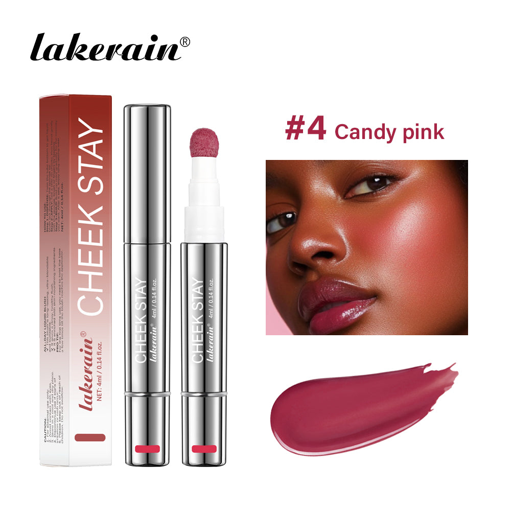 Long Lasting Blendable Liquid Blush, Cheek Blusher with Sponge Applicator, Dewy Buildable Cheek Makeup, All Day Wear