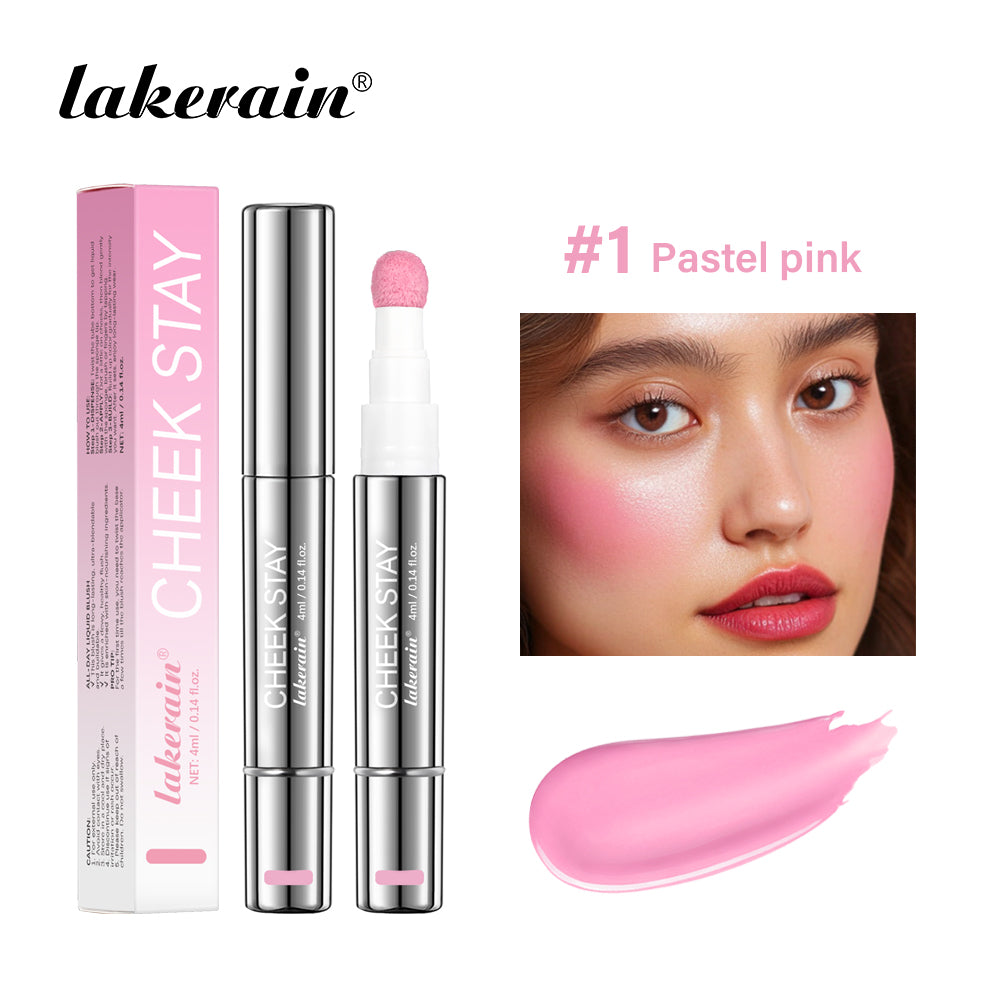 Long Lasting Blendable Liquid Blush, Cheek Blusher with Sponge Applicator, Dewy Buildable Cheek Makeup, All Day Wear