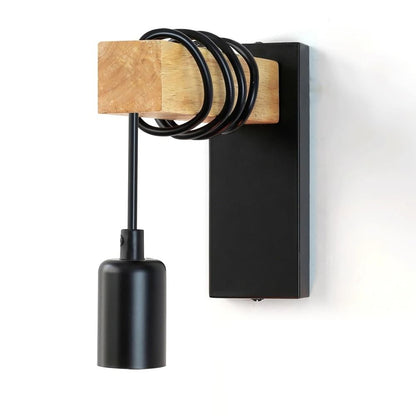 Retro Wall Lamp With Iron And Wood Design And Optional Switch For Bedside Or Dining Room Use 7