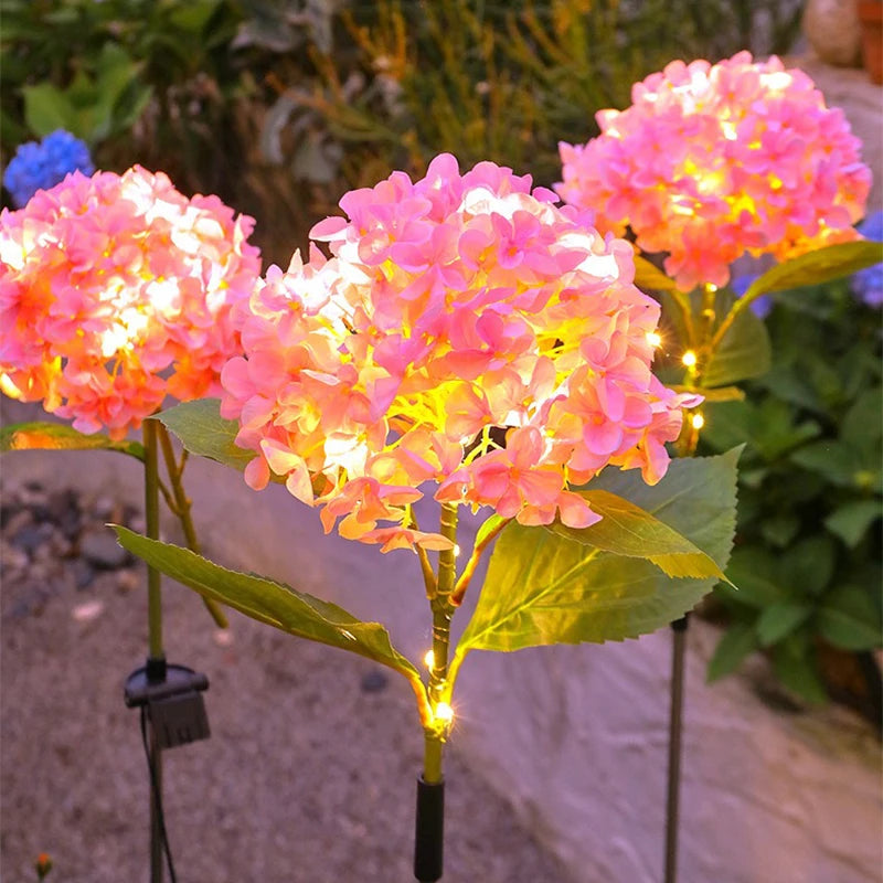 Waterproof Solar Garden Lights Outdoor, LED Hydrangea Flower Light, Courtyard Villa Lawn Landscape Lighting Lamp