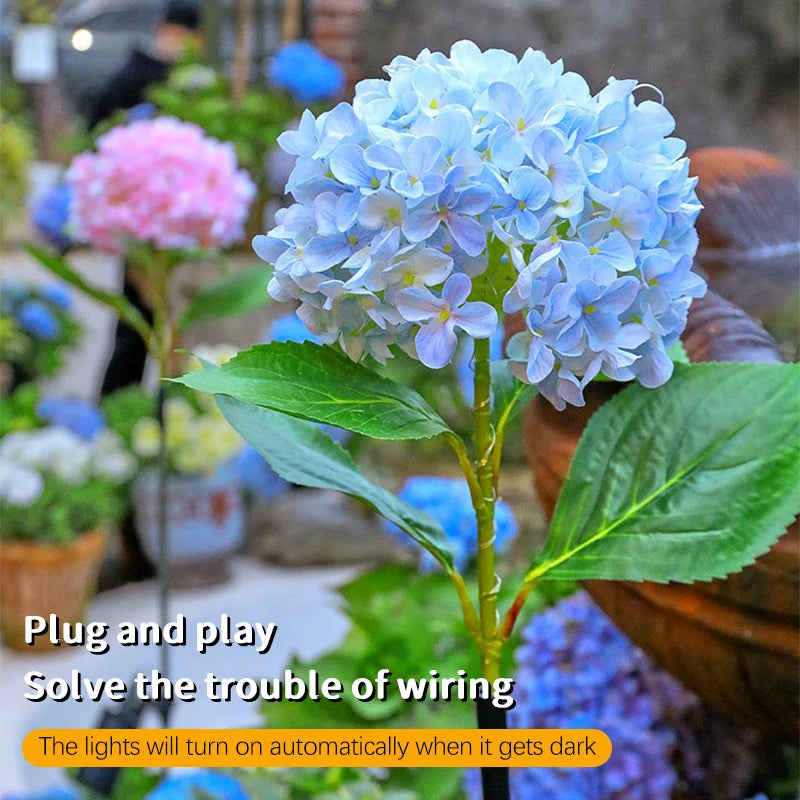 Waterproof Solar Garden Lights Outdoor, LED Hydrangea Flower Light, Courtyard Villa Lawn Landscape Lighting Lamp
