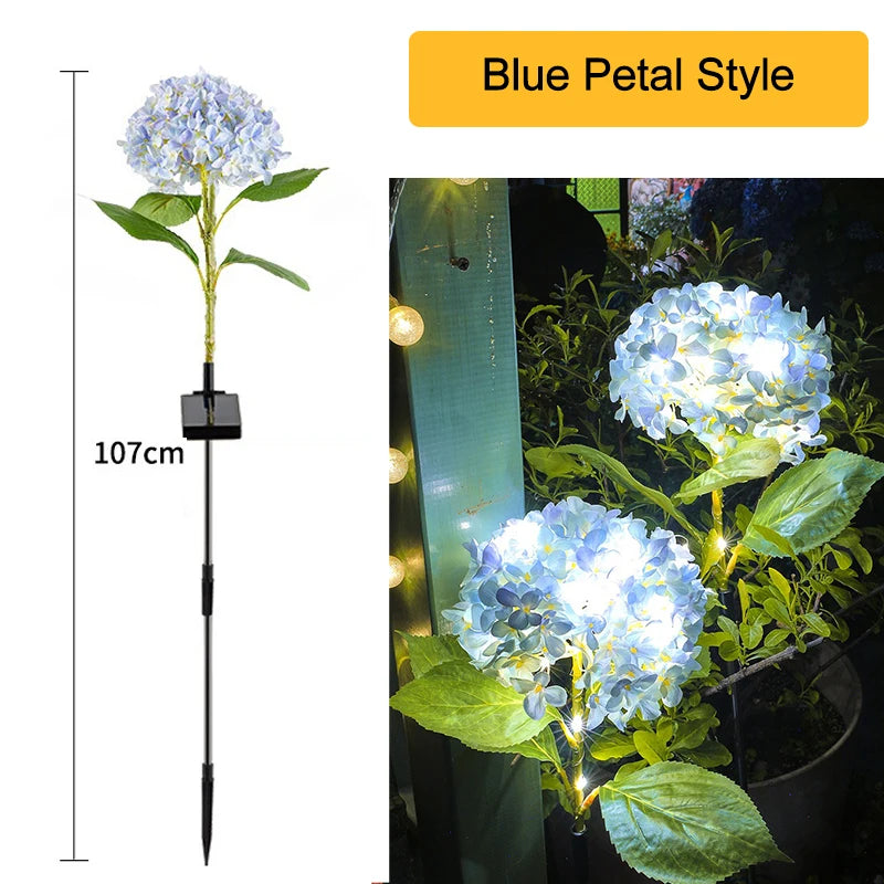 Waterproof Solar Garden Lights Outdoor, LED Hydrangea Flower Light, Courtyard Villa Lawn Landscape Lighting Lamp
