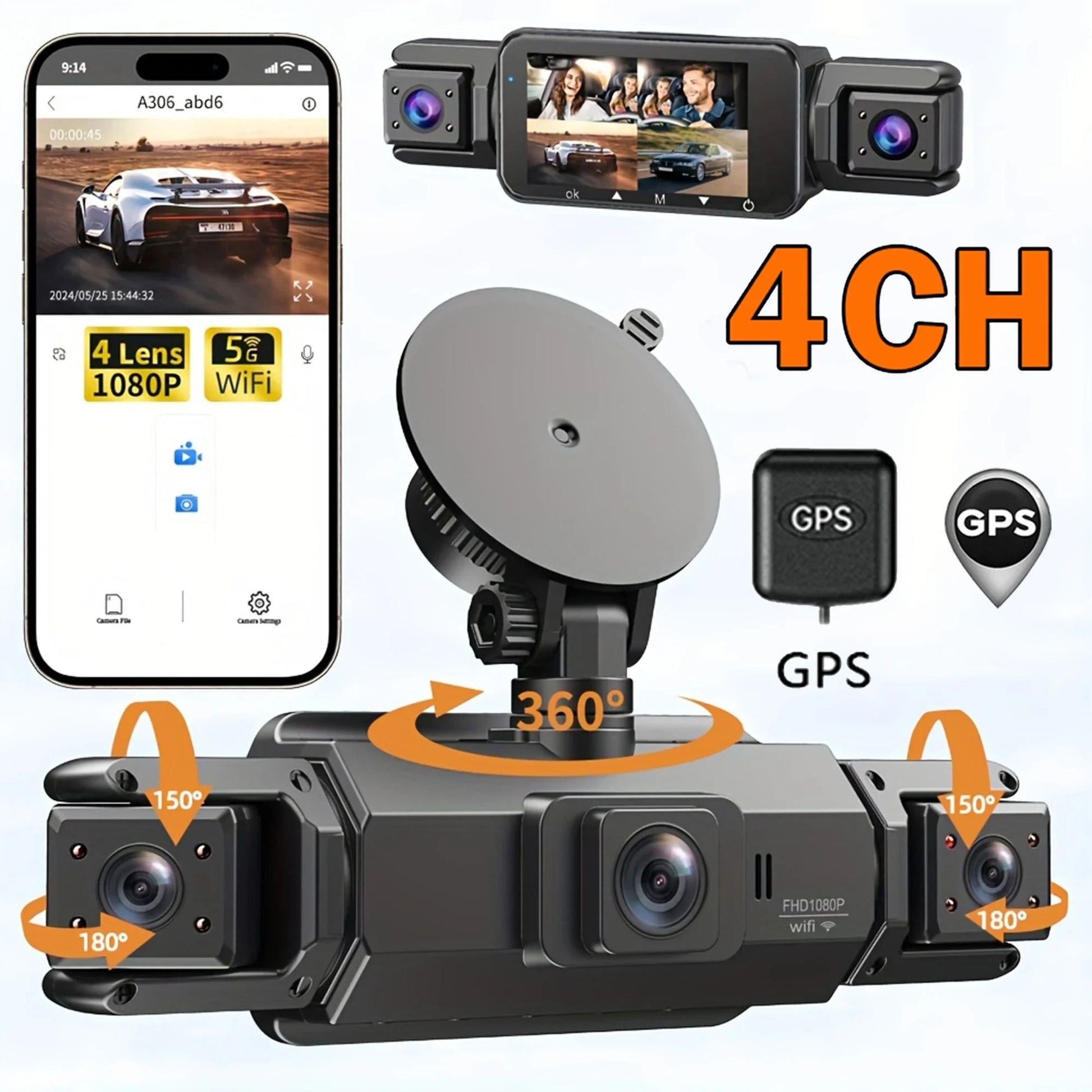 4CH GPS Dashcam With 360 Degree Recording And Parking Monitor 1