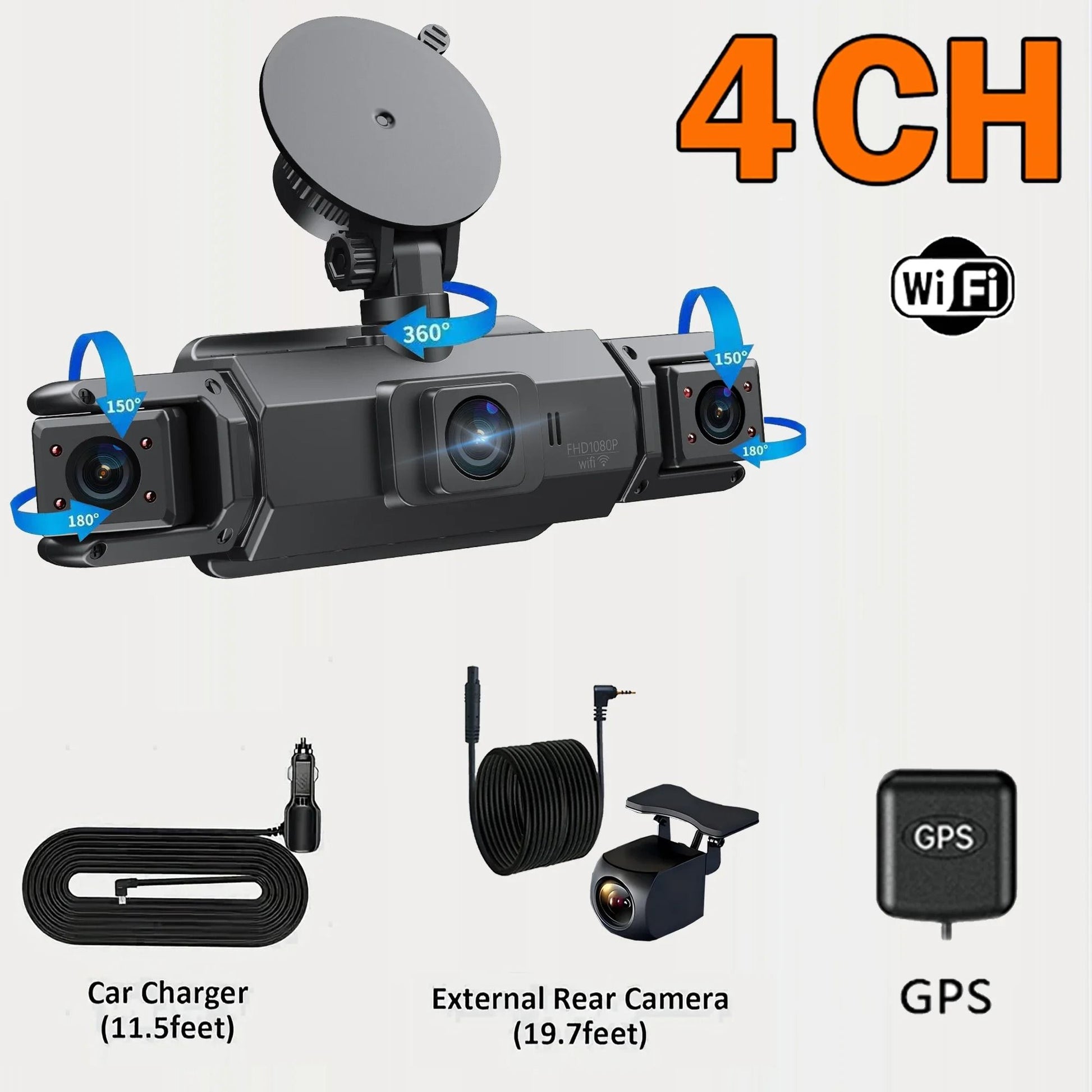 4CH GPS Dashcam With 360 Degree Recording And Parking Monitor 7