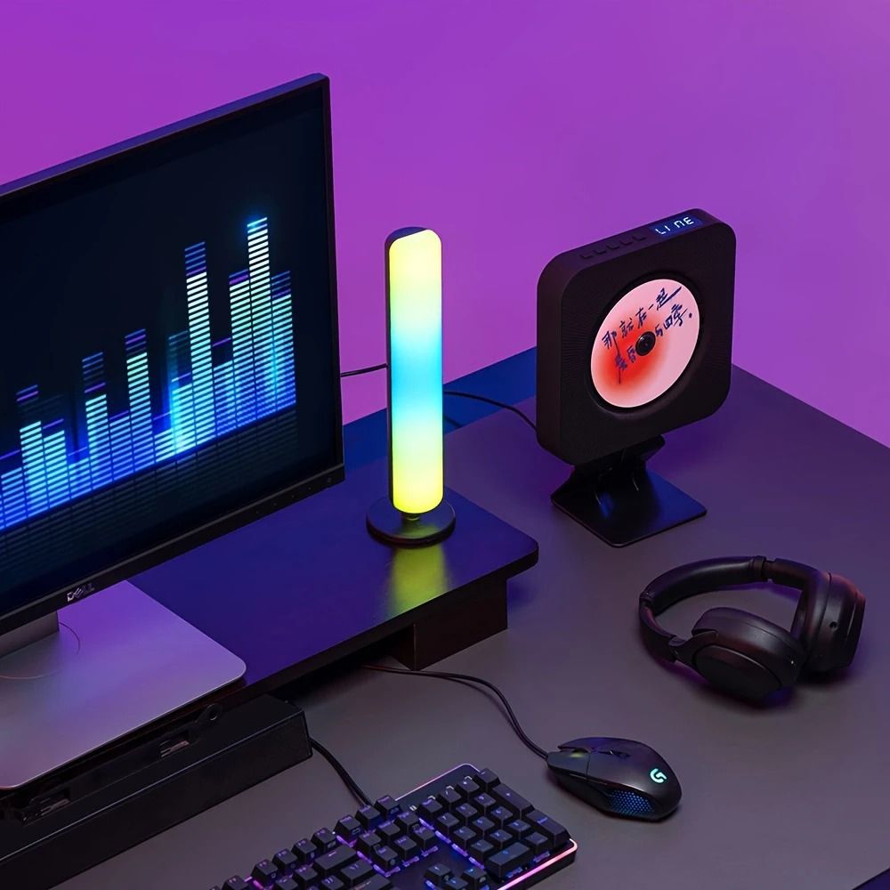 RGB Music Rhythm Light Bar With Sound Pickup  USB Rechargeable LED Desk Decoration 4