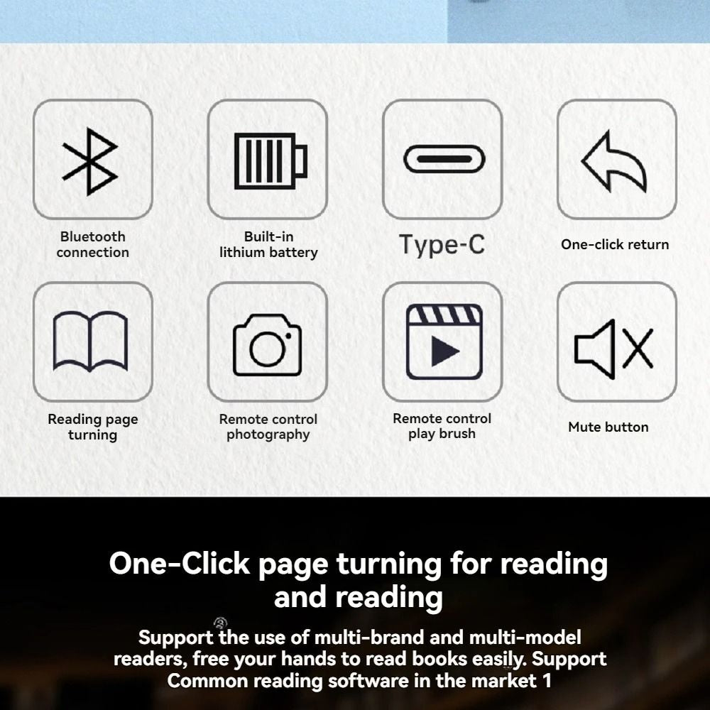 Bluetooth Page Turner Remote For Ebooks And Video Scrolling 5