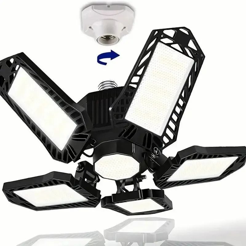 Adjustable LED Garage Light Bulb with E27 Base and Folding Panels