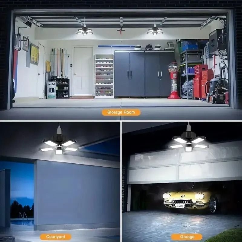 Adjustable LED Garage Light Bulb With E27 Base And Folding Panels 5