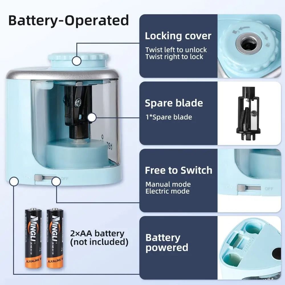 Electric Pencil Sharpener With Safety Blade For Students And Artists 3