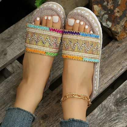 Platform Weave Sandals For Women Summer Slip On Espadrille Slippers 5