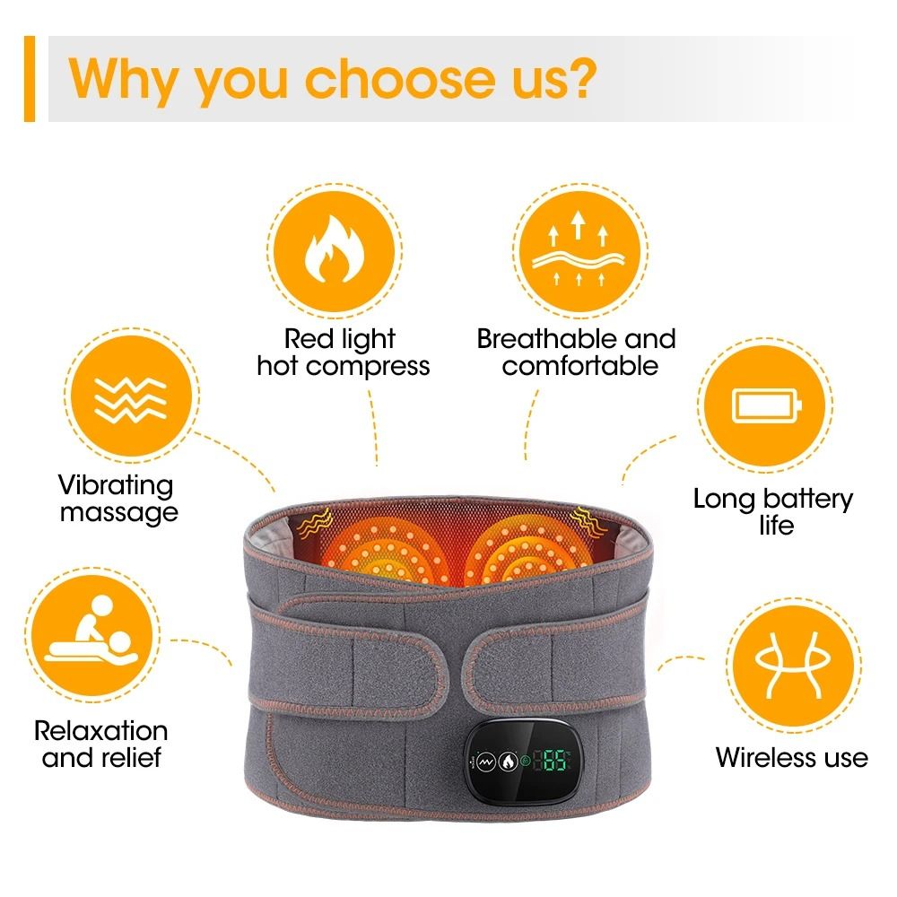 Heating Vibration Waist Massager Belt With Red Light And Lumbar Support 2
