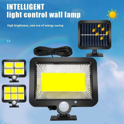 Solar Motion Sensor Wall Light with Rechargeable COB LEDs for Outdoor Security