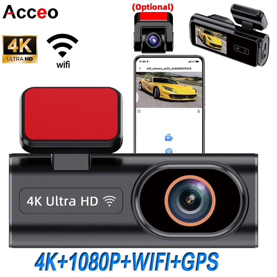 4K Dual Lens Dash Cam with WiFi GPS and Night Vision