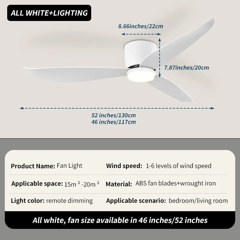 Modern LED Ceiling Fan With 6 Speed Settings And Light Strip 8