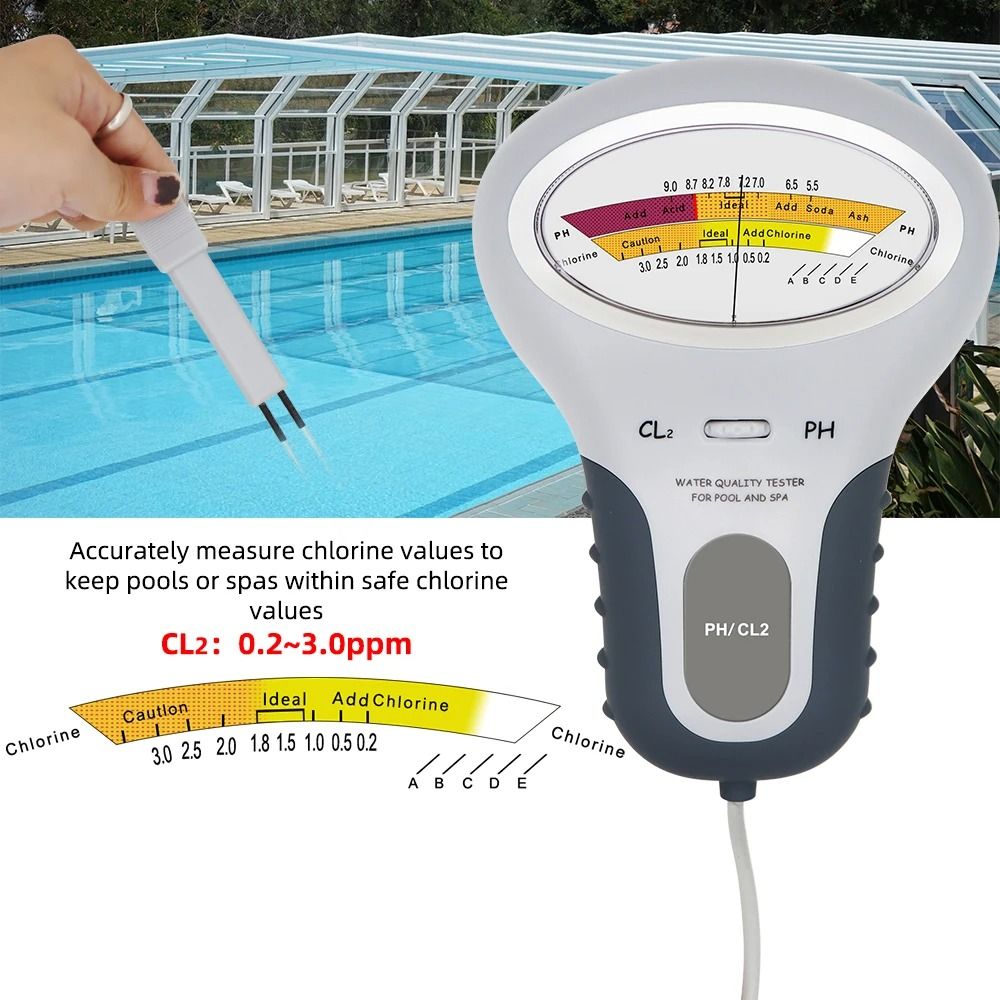 2 In 1 Digital Chlorine And PH Level Tester For Pool And Spa Water Quality 1