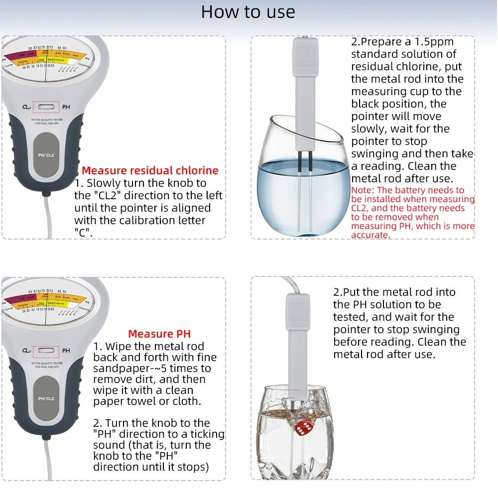 2 In 1 Digital Chlorine And PH Level Tester For Pool And Spa Water Quality 2
