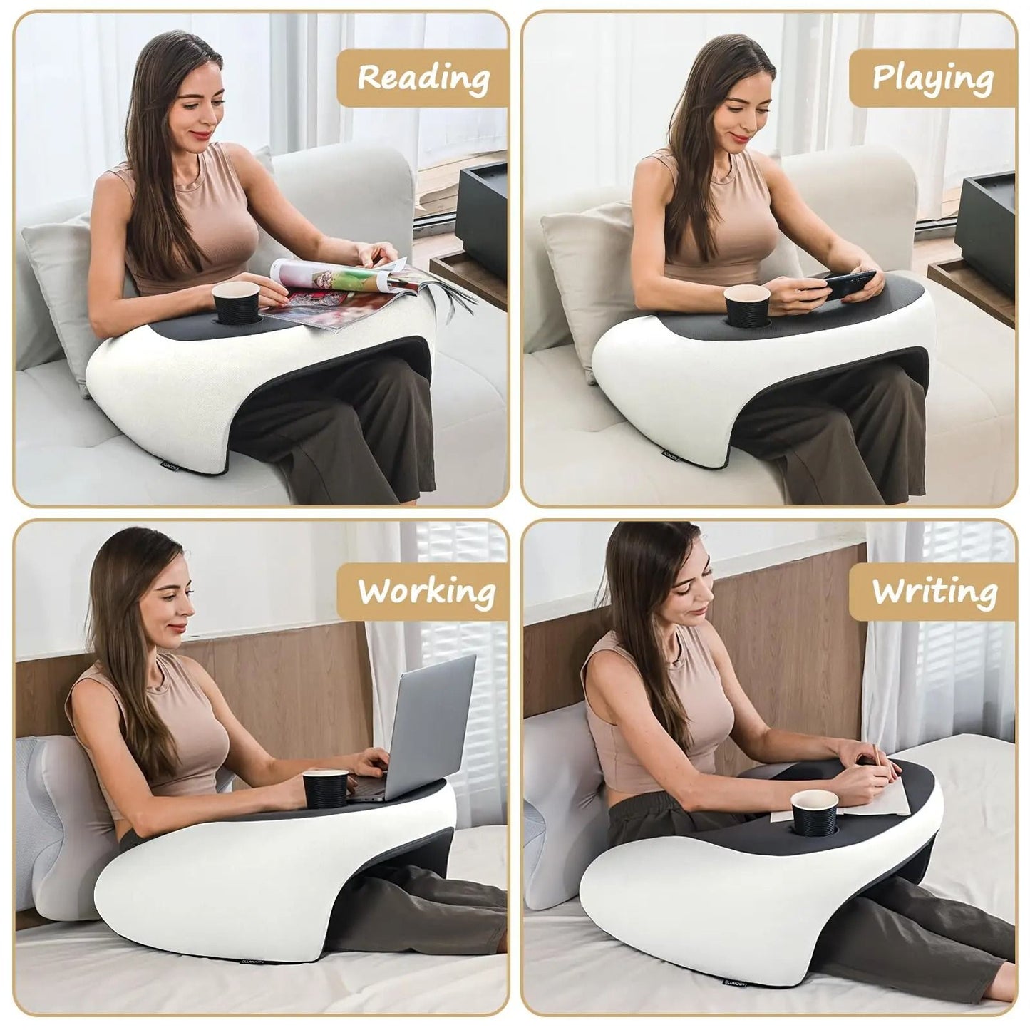 Memory Foam Laptop Desk Pillow With Cup Holder For Bed And Sofa 4
