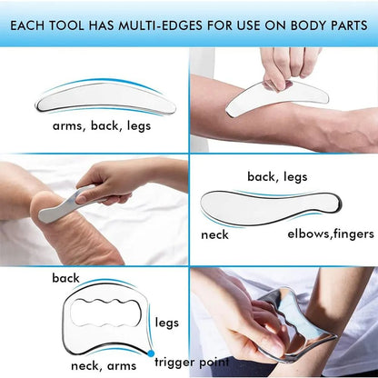 Stainless Steel Gua Sha Massage Tool Set For Full Body Scraping Therapy 4