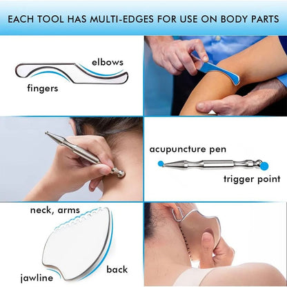 Stainless Steel Gua Sha Massage Tool Set For Full Body Scraping Therapy 5