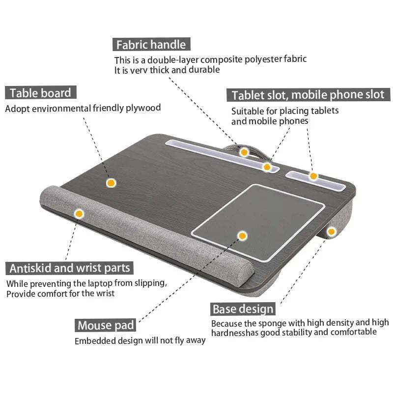 Portable Laptop Desk With Anti Slip Bar And Built In Mouse Pad 4
