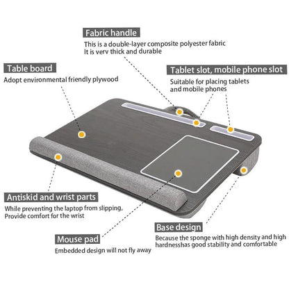 Portable Laptop Desk With Anti Slip Bar And Built In Mouse Pad 4