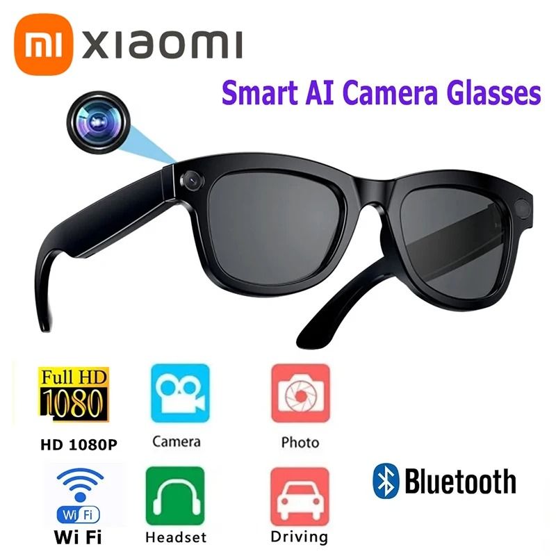 AI Smart Camera Sunglasses with Hidden 1080P HD Lens Polarized Lenses for Sports Security and Hands Free Video Recording