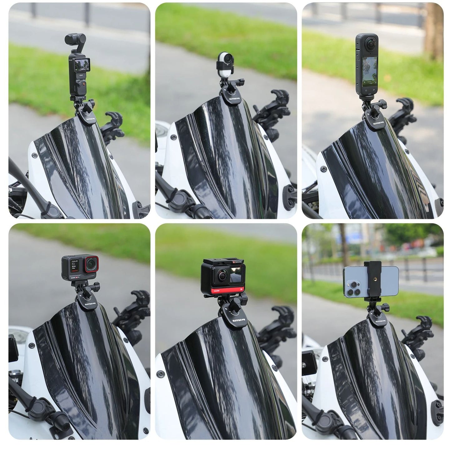 Motorcycle Windshield Mount Clamp For GoPro Insta360 DJI Osmo Action Cameras Aluminum Clip For Secu 6