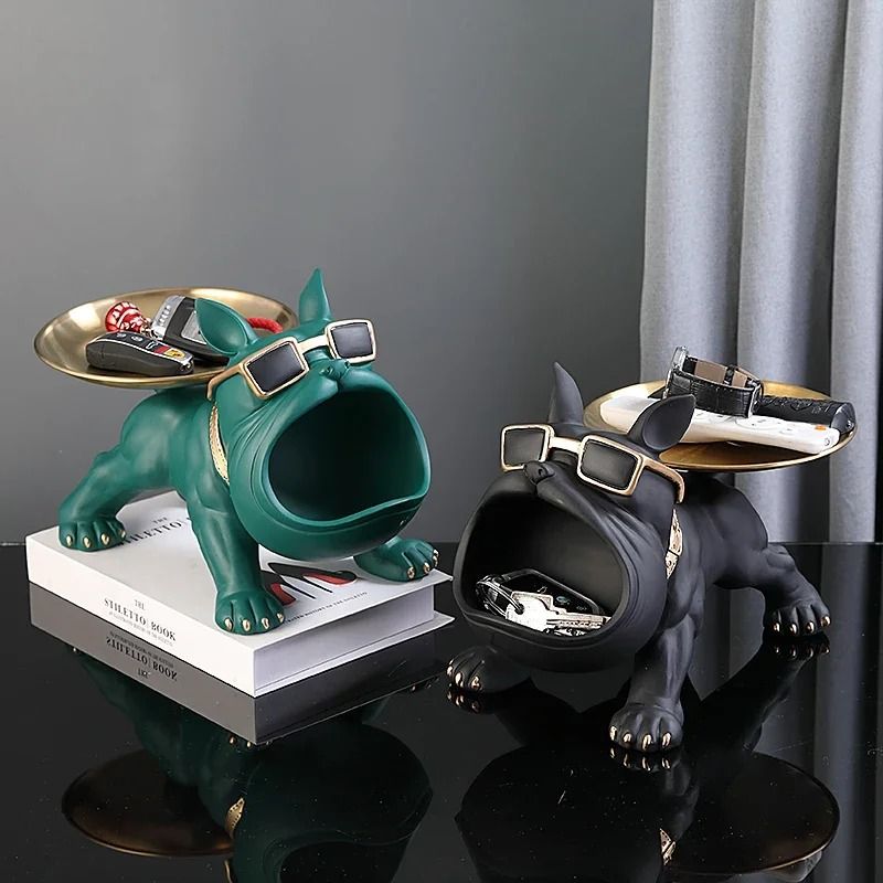 Bulldog Resin Storage Tray Statue For Home Decor Dog Figurine Sculpture For Keys Jewelry Coins And  4