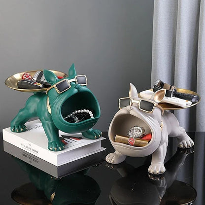 Bulldog Resin Storage Tray Statue For Home Decor Dog Figurine Sculpture For Keys Jewelry Coins And  5