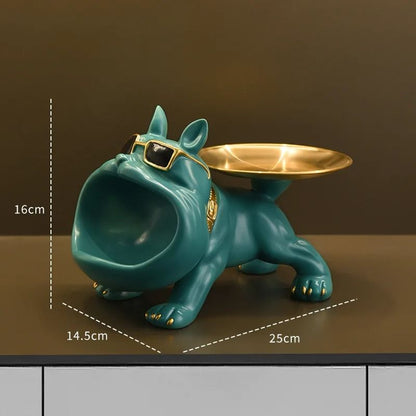 Bulldog Resin Storage Tray Statue For Home Decor Dog Figurine Sculpture For Keys Jewelry Coins And  7