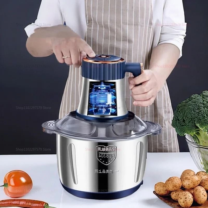 Electric Stainless Steel Meat Grinder and Food Processor for Chopping Meat Vegetables Garlic and Fruits in the Kitchen