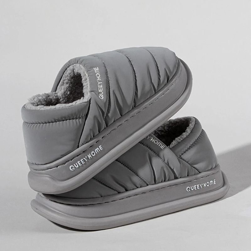 Waterproof Plush Winter Slippers For Women With Anti Slip Sole And Thick Cushion Indoor House Shoes 1