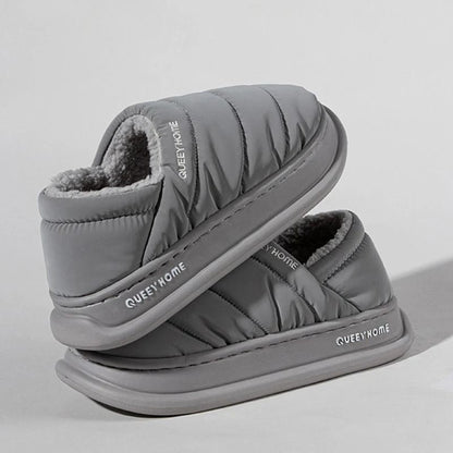 Waterproof Plush Winter Slippers For Women With Anti Slip Sole And Thick Cushion Indoor House Shoes 1