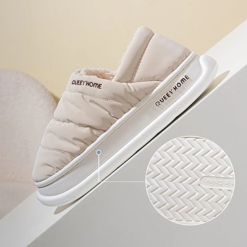 Waterproof Plush Winter Slippers For Women With Anti Slip Sole And Thick Cushion Indoor House Shoes 4