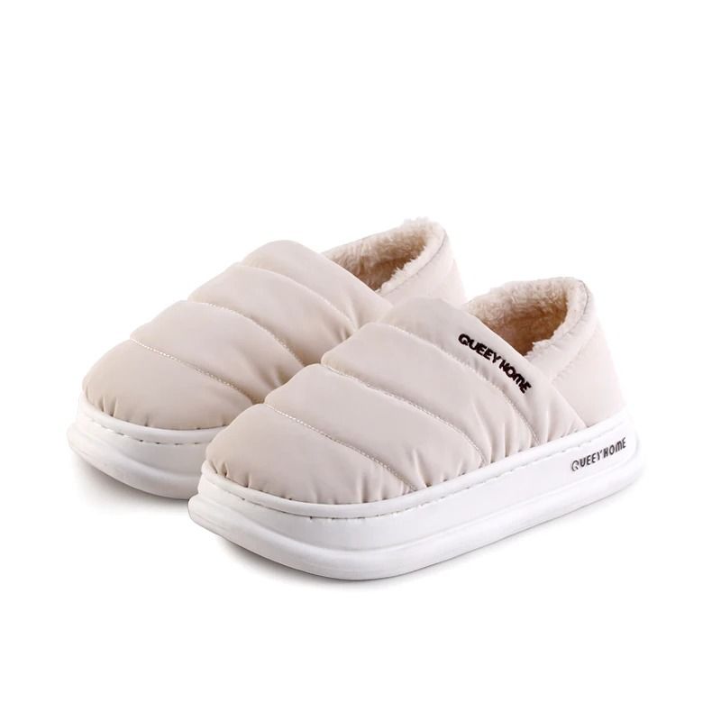 Waterproof Plush Winter Slippers For Women With Anti Slip Sole And Thick Cushion Indoor House Shoes 6