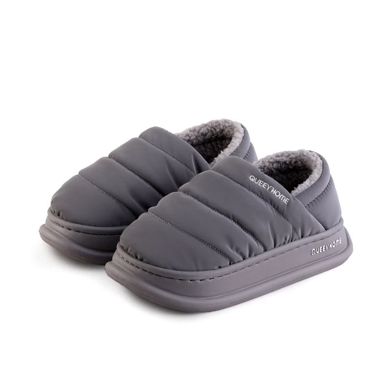 Waterproof Plush Winter Slippers For Women With Anti Slip Sole And Thick Cushion Indoor House Shoes 8