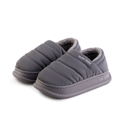 Waterproof Plush Winter Slippers For Women With Anti Slip Sole And Thick Cushion Indoor House Shoes 8