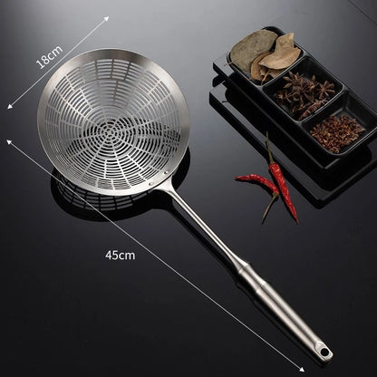 Stainless Steel Strainer Scoop With Long Handle Heat Resistant Oil Filter Colander For Kitchen Cook 8