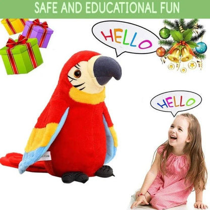 Talking Parrot Plush Toy with Repeating Voice Feature Animated Macaw Bird for Kids Interactive Play or Gift for Toddlers